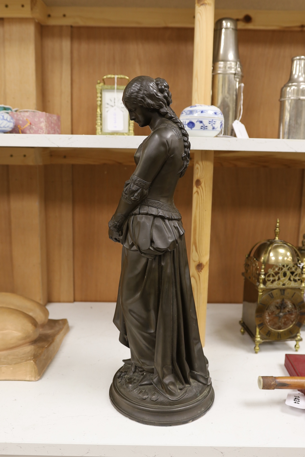 A bronze finished figure of a maiden, 56cm. Condition - good